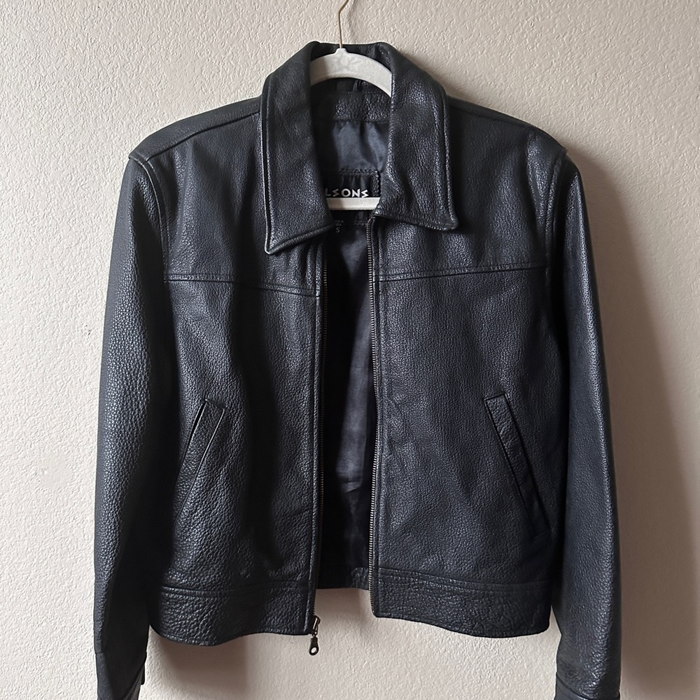 Wilson Black Leather Bomber Jacket